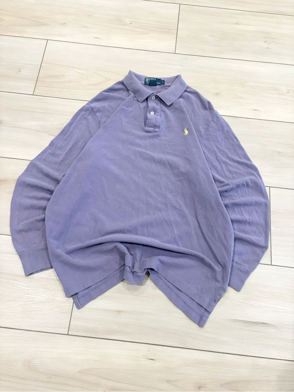 Polo Ralph Lauren Preppy Lavender Long-Sleeve collared Rugby Polo Mens Shirt
